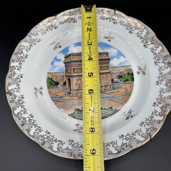 VTG Paris L'Arc De Triomphe Scalloped Decorative Porcelain Plate 9" Collectible - Picture 10 of 13